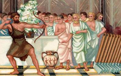 Image result for odysseus suitors bow